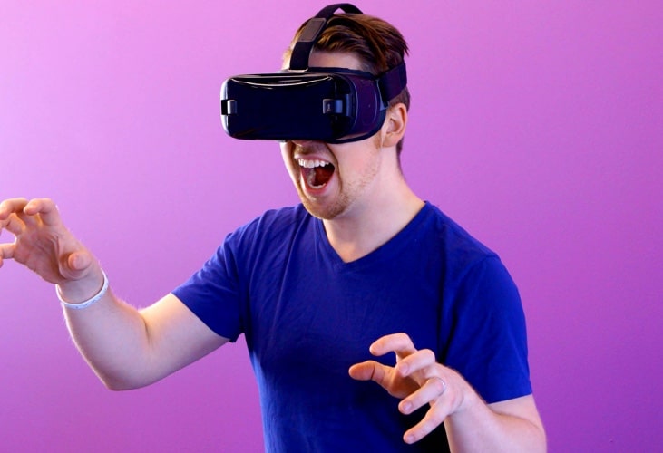 man wearing a VR headset